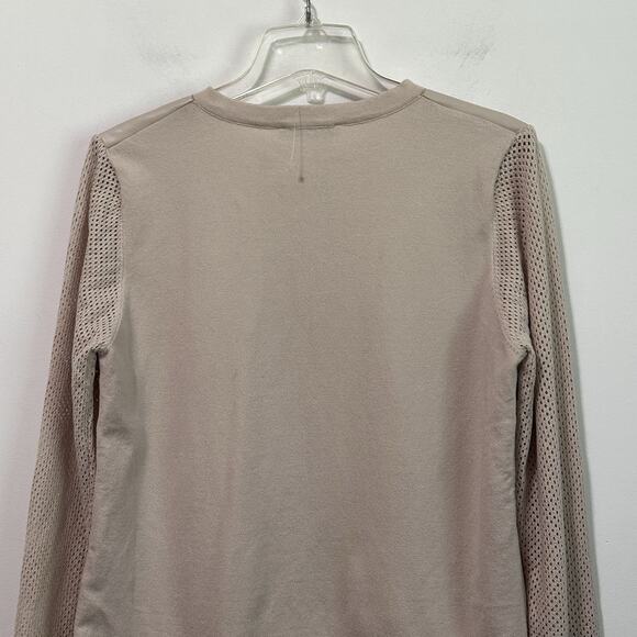 Sioni Zip Front Mixed Media Jacket L Faux Leather Winter White Knit Designer NEW - Picture 6 of 9